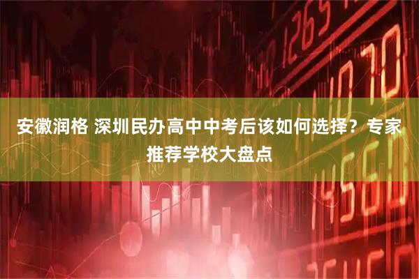 安徽润格 深圳民办高中中考后该如何选择?专家推荐学校大盘点