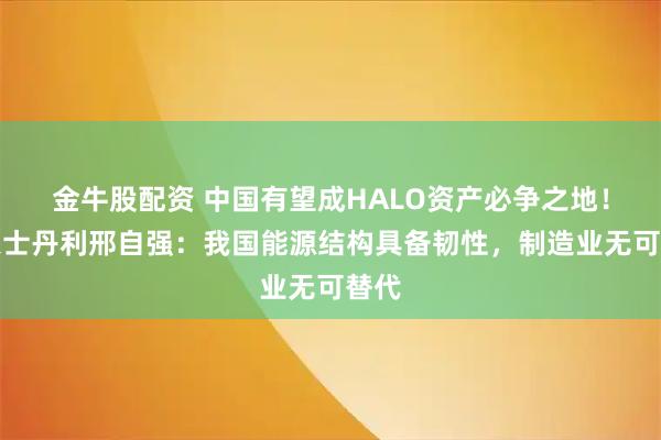金牛股配资 中国有望成HALO资产必争之地！摩根士丹利邢自强：我国能源结构具备韧性，制造业无可替代